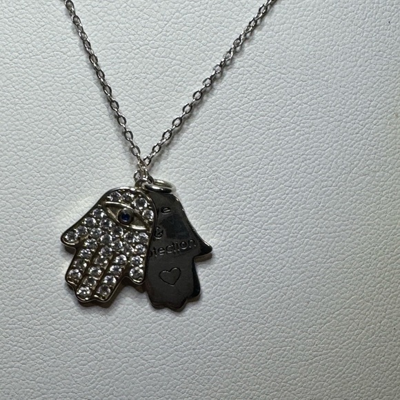 Stella Picciotto Sterling Silver Hamsa Hand Evil Eye Pendant Necklace - Picture 14 of 14